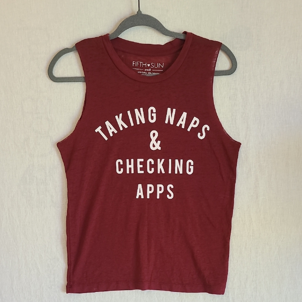 Fifth Sun Maroon Graphic Muscle Tee Tank Top Size Small